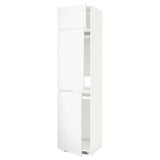 METOD high cab f fridge/freezer w 3 doors, white/Voxtorp matt white, 60x60x240 cm