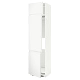 METOD high cab f fridge/freezer w 3 doors, white/Voxtorp matt white, 60x60x240 cm