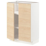 METOD base cabinet with shelves/2 doors, white/Askersund light ash effect, 60x37 cm