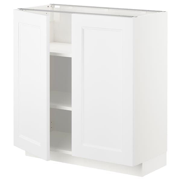 Ikea METOD - Base cabinet with shelves/2 doors, white/Axstad matt white, 80x37 cm