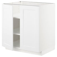 METOD base cabinet with shelves/2 doors, white/Axstad matt white, 80x60 cm