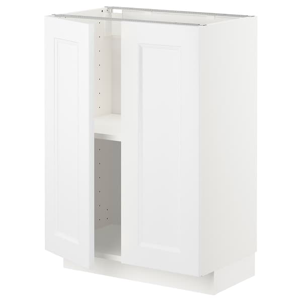 Ikea METOD - Base cabinet with shelves/2 doors, white/Axstad matt white, 60x37 cm