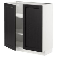 METOD base cabinet with shelves/2 doors, white/Lerhyttan black stained, 80x37 cm