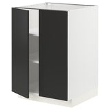 METOD base cabinet with shelves/2 doors, white/Nickebo matt anthracite, 60x60 cm
