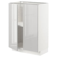 METOD base cabinet with shelves/2 doors, white/Ringhult light grey, 60x37 cm