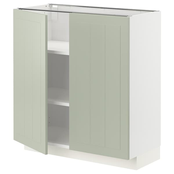 METOD - Base cabinet with shelves/2 doors, white/Stensund light green, 80x37 cm - best price from Maltashopper.com 69487517
