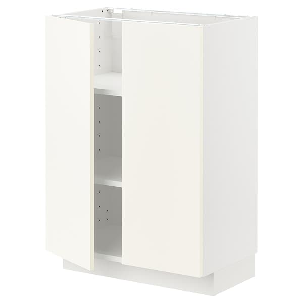 Ikea METOD - Base cabinet with shelves/2 doors, white/Vallstena white, 60x37 cm