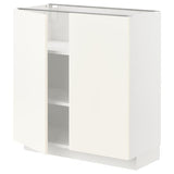 METOD base cabinet with shelves/2 doors, white/Vallstena white, 80x37 cm
