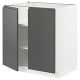 METOD base cabinet with shelves/2 doors, white/Voxtorp dark grey, 80x60 cm