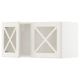 METOD wall cabinet w 2 glass dr/crossbar., white/Bodbyn off-white, 80x40 cm