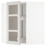 METOD corner wall cab w carousel/glass dr, white/Lerhyttan light grey, 68x80 cm