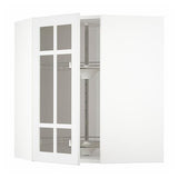 METOD corner wall cab w carousel/glass dr, white/Stensund white, 68x80 cm