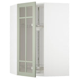 METOD corner wall cab w carousel/glass dr, white/Stensund light green, 68x100 cm