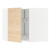 METOD corner wall cabinet with carousel, white/Askersund light ash effect, 68x60 cm