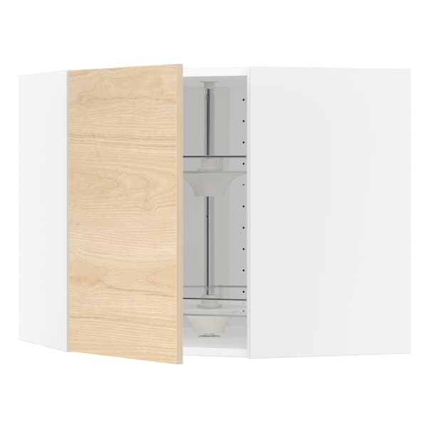 Ikea METOD - Corner wall cabinet with carousel, white/Askersund light ash effect, 68x60 cm