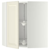 METOD corner wall cabinet with carousel, white/Bodbyn off-white, 68x80 cm