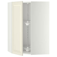 METOD corner wall cabinet with carousel, white/Bodbyn off-white, 68x100 cm