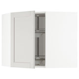 METOD corner wall cabinet with carousel, white/Lerhyttan light grey, 68x60 cm