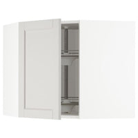 METOD corner wall cabinet with carousel, white/Lerhyttan light grey, 68x60 cm