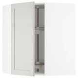 METOD corner wall cabinet with carousel, white/Lerhyttan light grey, 68x80 cm