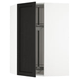 METOD corner wall cabinet with carousel, white/Lerhyttan black stained, 68x100 cm