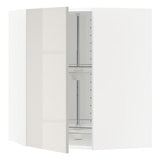 METOD corner wall cabinet with carousel, white/Ringhult light grey, 68x80 cm