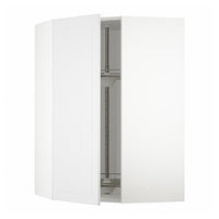 METOD corner wall cabinet with carousel, white/Stensund white, 68x100 cm