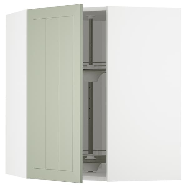 Ikea METOD - Corner wall cabinet with carousel, white/Stensund light green, 68x80 cm