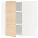 METOD corner wall cabinet with shelves, white/Askersund light ash effect, 68x80 cm