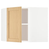 METOD corner wall cabinet with shelves, white/Forsbacka oak, 68x60 cm