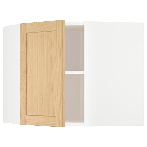 Ikea METOD - Corner wall cabinet with shelves, white/Forsbacka oak, 68x60 cm