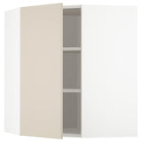 METOD corner wall cabinet with shelves, white/Havstorp beige, 68x80 cm
