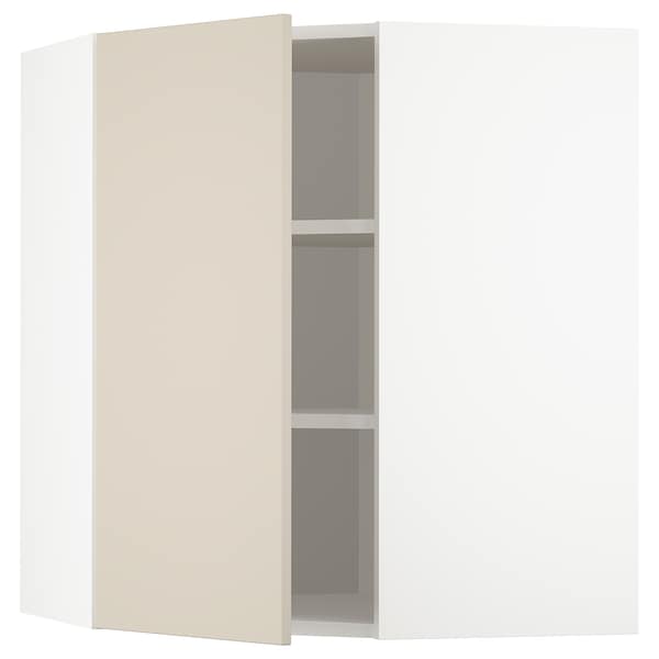 Ikea METOD - Corner wall cabinet with shelves, white/Havstorp beige, 68x80 cm