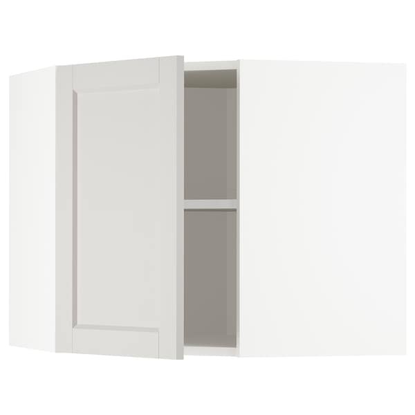 Ikea METOD - Corner wall cabinet with shelves, white/Lerhyttan light grey, 68x60 cm