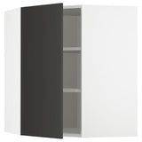 METOD corner wall cabinet with shelves, white/Nickebo matt anthracite, 68x80 cm