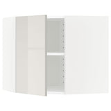 METOD corner wall cabinet with shelves, white/Ringhult light grey, 68x60 cm