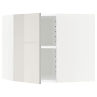 METOD corner wall cabinet with shelves, white/Ringhult light grey, 68x60 cm