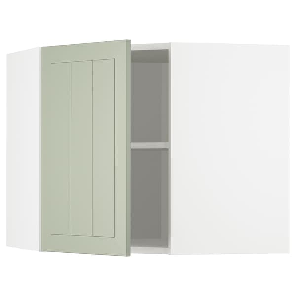 Ikea METOD - Corner wall cabinet with shelves, white/Stensund light green, 68x60 cm