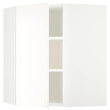 METOD corner wall cabinet with shelves, white/Vallstena white, 68x80 cm