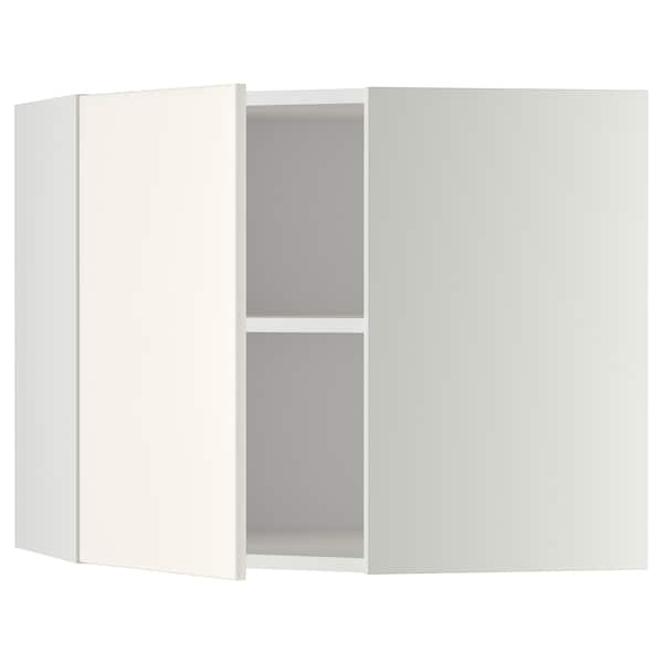 METOD - Corner wall cabinet with shelves, white/Veddinge white, 68x60 cm - best price from Maltashopper.com 09917921
