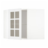 METOD corner wall cab w shelves/glass dr, white/Stensund white, 68x60 cm