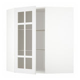 METOD corner wall cab w shelves/glass dr, white/Stensund white, 68x80 cm