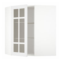METOD corner wall cab w shelves/glass dr, white/Stensund white, 68x80 cm