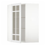 METOD corner wall cab w shelves/glass dr, white/Stensund white, 68x100 cm