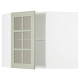METOD corner wall cab w shelves/glass dr, white/Stensund light green, 68x60 cm