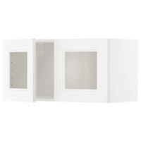 METOD wall cabinet with 2 glass doors, white/Axstad matt white, 80x40 cm