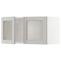 METOD wall cabinet with 2 glass doors, white/Lerhyttan light grey, 80x40 cm