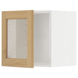 METOD wall cabinet with glass door, white/Forsbacka oak, 40x40 cm