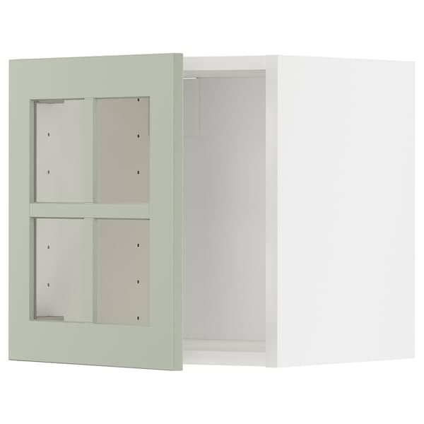 Ikea METOD - Wall cabinet with glass door, white/Stensund light green, 40x40 cm