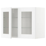 METOD wall cabinet w shelves/2 glass drs, white/Axstad matt white, 80x60 cm